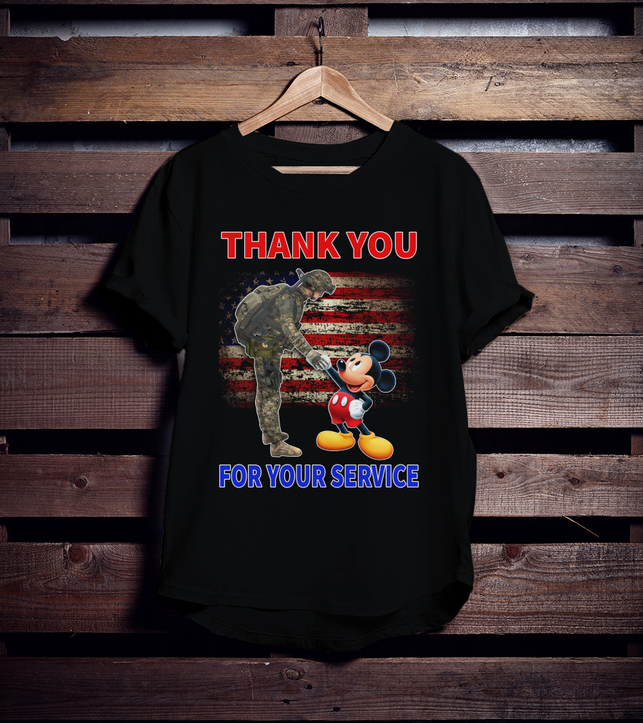Thank You Mickey For Your Service American Flag Soldier T-Shirt