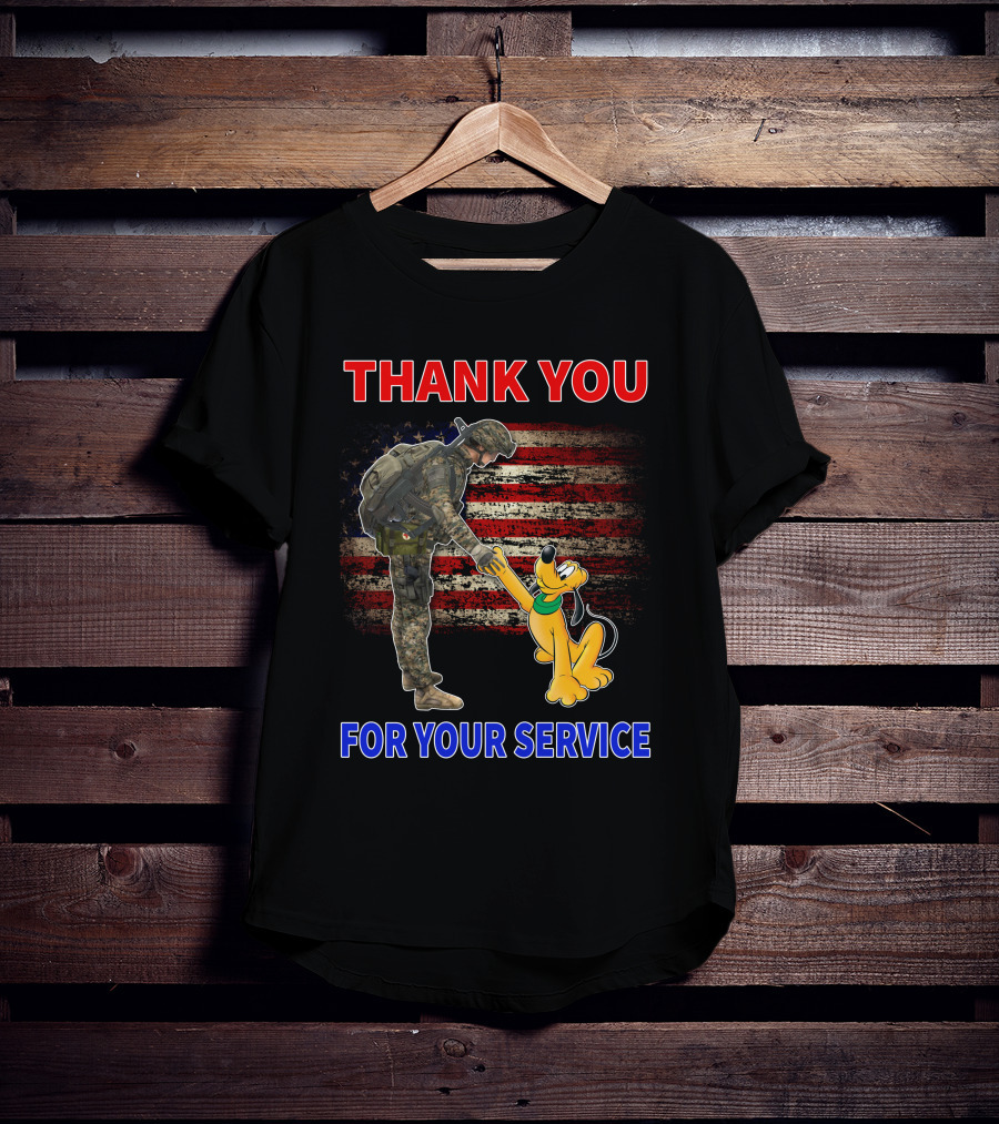 Thank You For Your Service Pluto Soldier American Flag T-Shirt