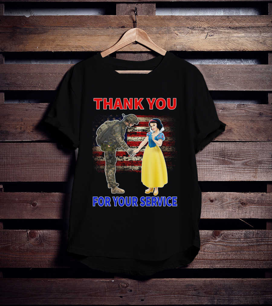Thank You For Your Service Snow White Soldier Flag T-Shirt