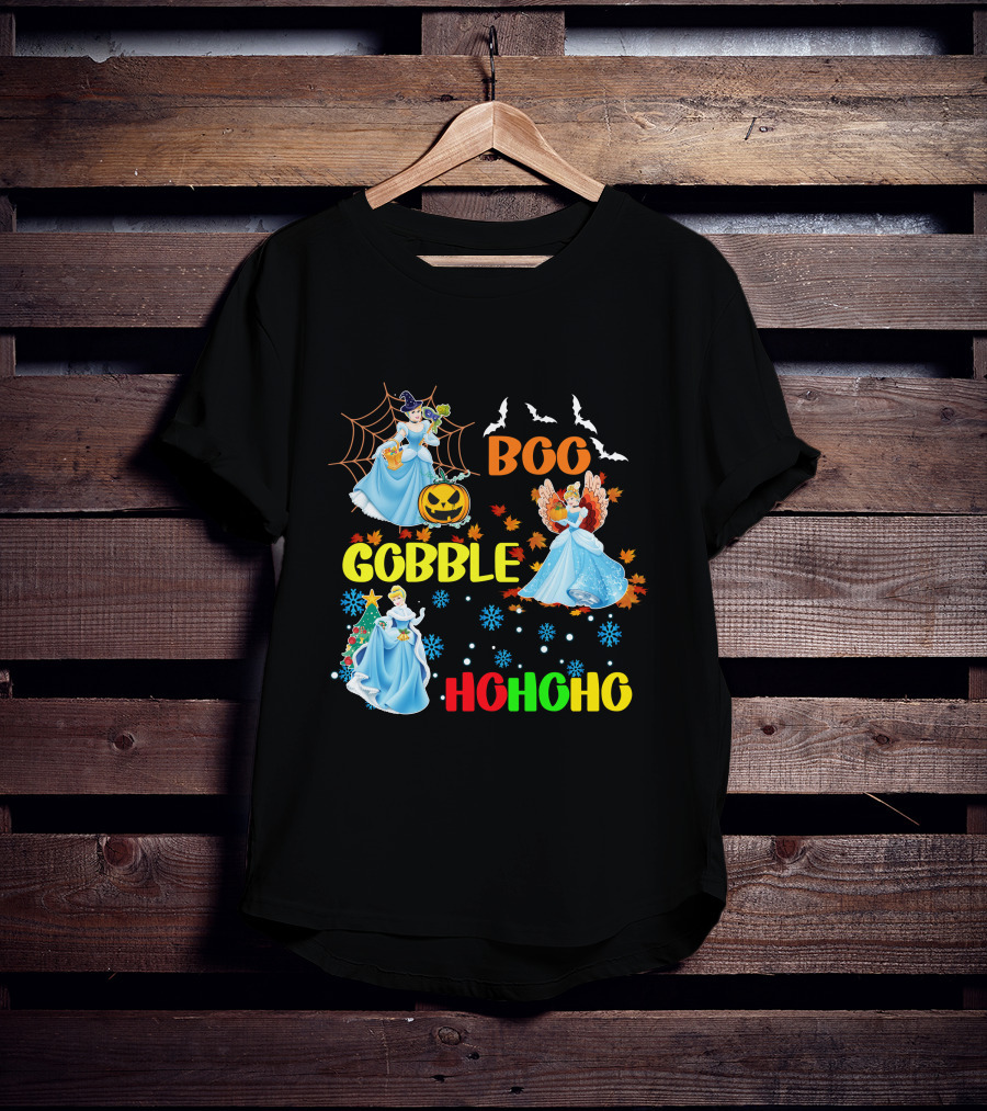 Cinderella Boo Gobble HoHoHo HalloThanksMas Holiday Mashup T-Shirt