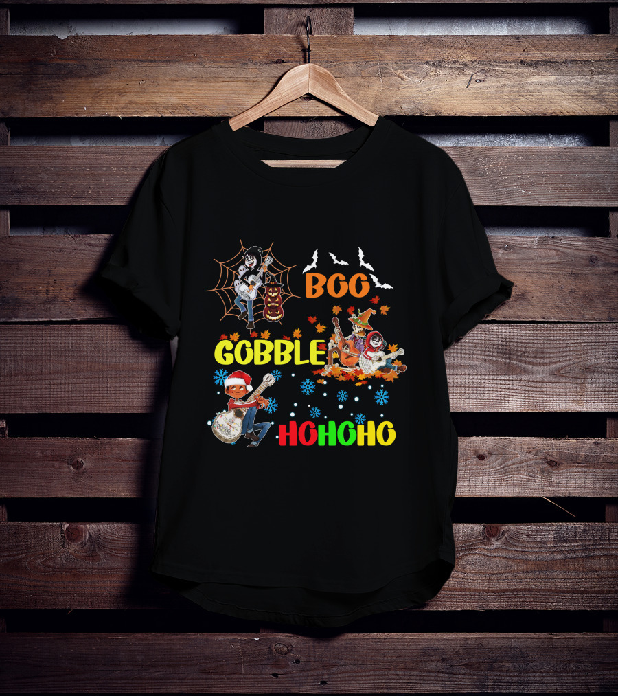 Boo Gobble HoHoHo Coco HalloThanksMas T-Shirt