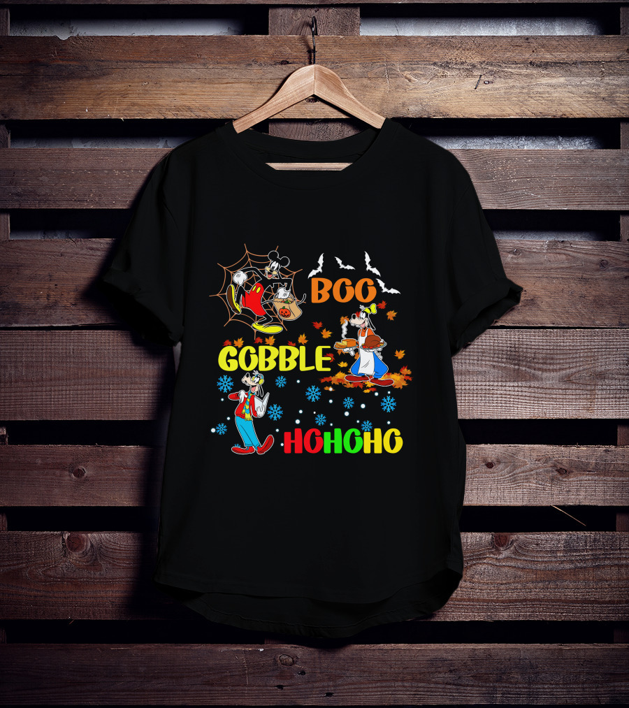 Boo Gobble HoHoHo Goofy HalloThanksMas T-Shirt