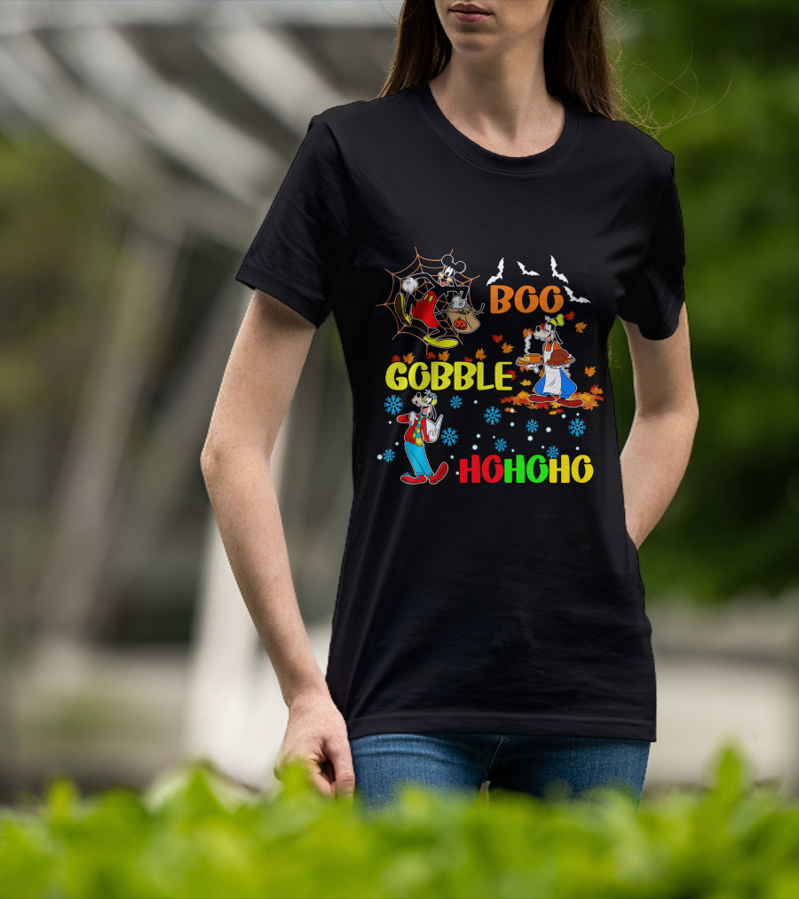 Boo Gobble HoHoHo Goofy HalloThanksMas T-Shirt