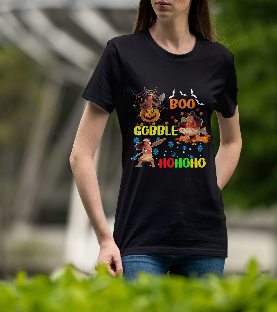 Boo Gobble HoHoHo Moana HalloThanksMas T-Shirt