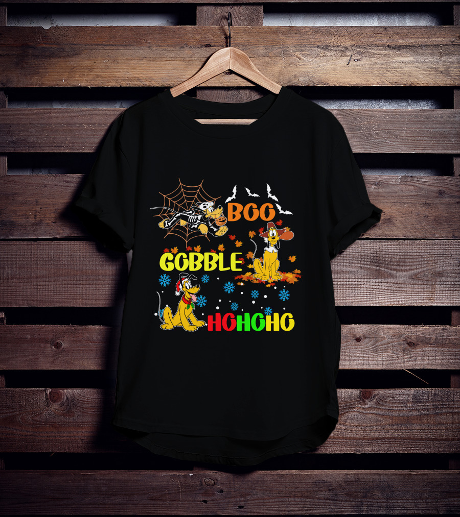 BOO Gobble HoHoHo Pluto HalloThanksMas T-Shirt