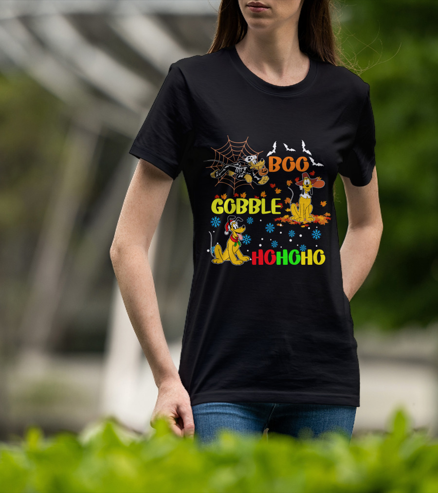 BOO Gobble HoHoHo Pluto HalloThanksMas T-Shirt
