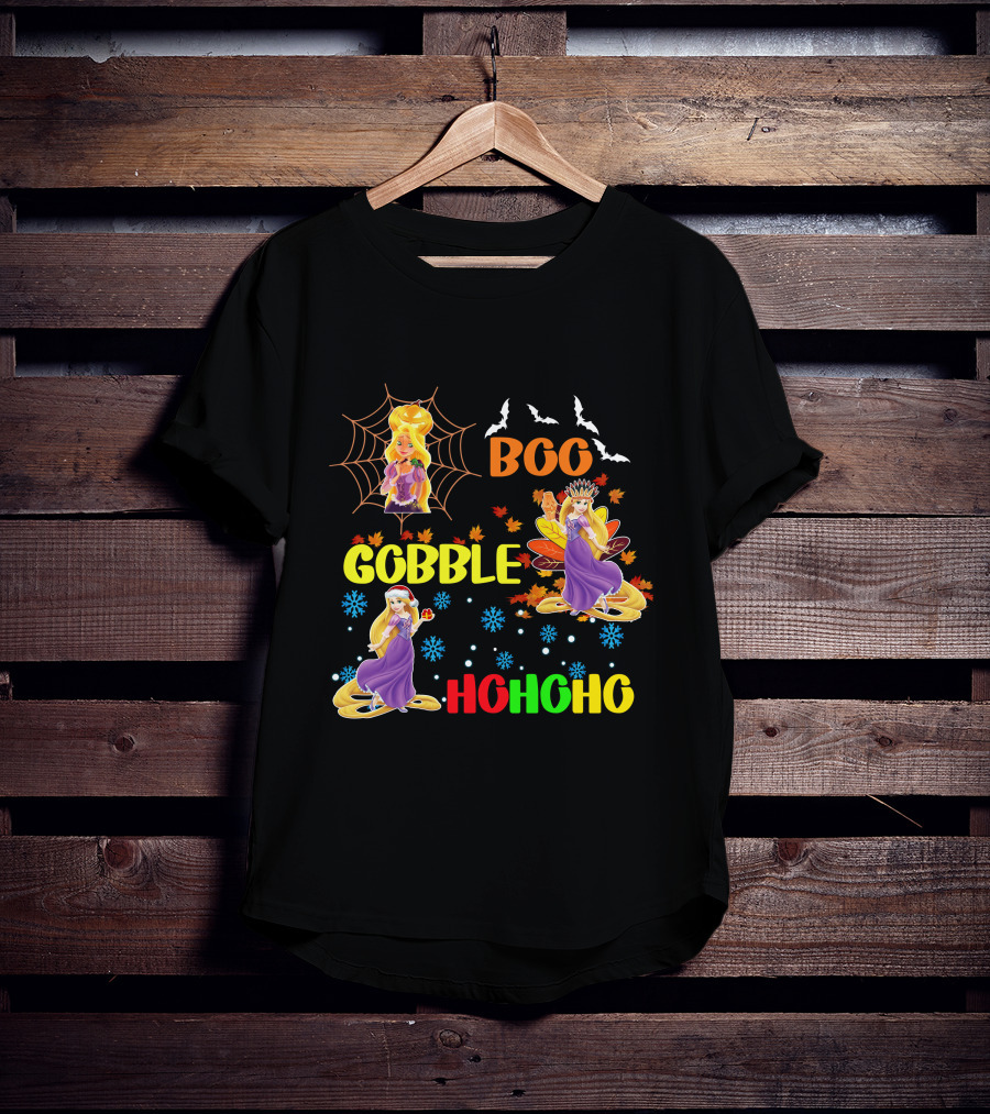 Rapunzel Boo Gobble HoHoHo HalloThanksMas T-Shirt
