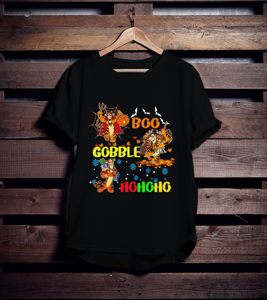 Tigger Boo Gobble Ho Ho Ho HalloThanksMas T-Shirt