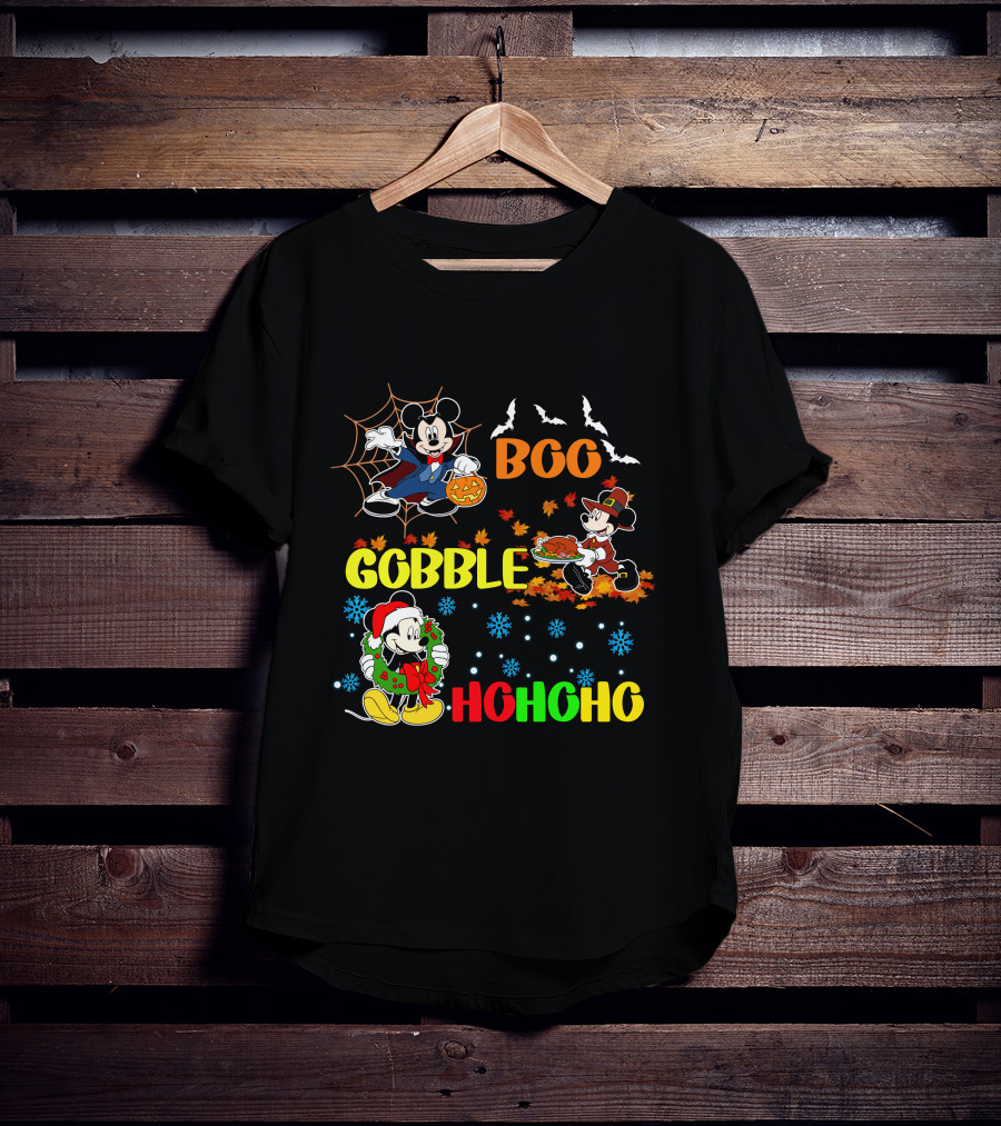 Mickey Boo Gobble HoHoHo T-Shirt