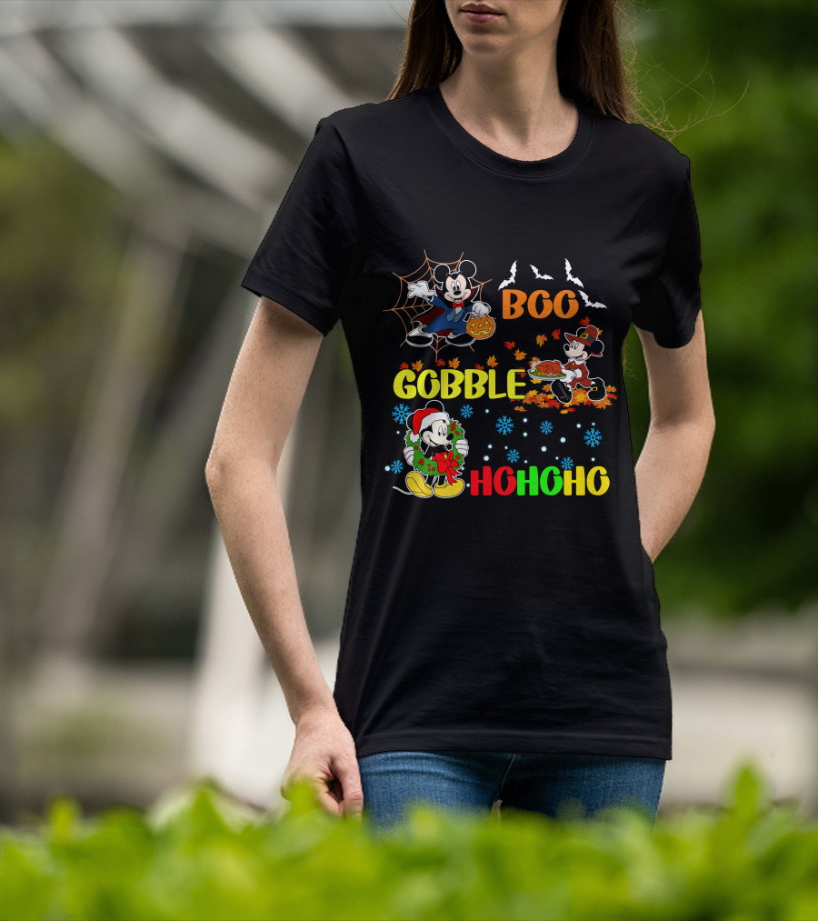 Mickey Boo Gobble HoHoHo T-Shirt