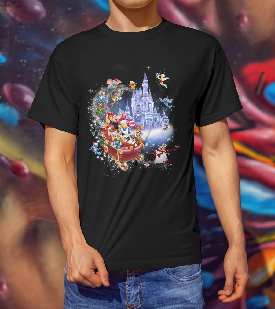 Alice Disney Christmas Wonderland With Castle And Characters T-Shirt