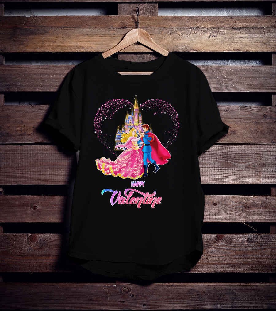 Happy Valentine Aurora Castle Heart T-Shirt