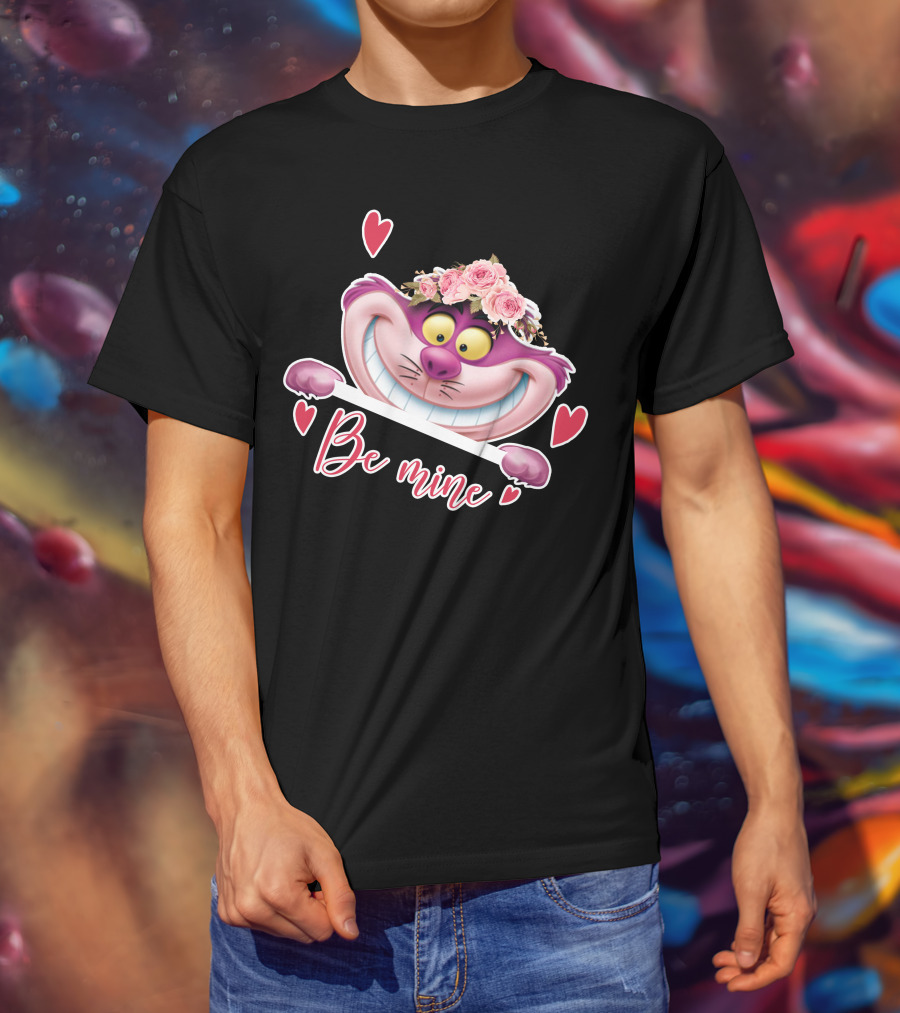 Cheshire Be Mine Valentine's Day Flower Crown Hearts T-Shirt