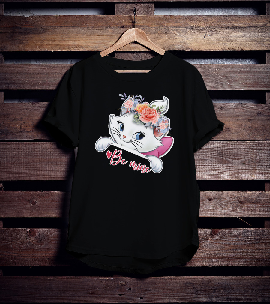Marie Cat Be Mine Floral Headband T-Shirt