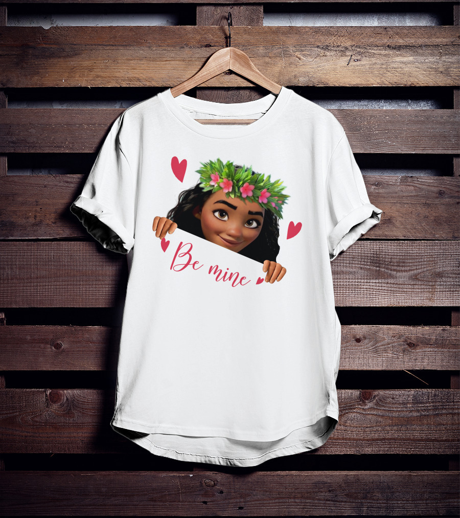 Moana Valentine's Be Mine Hearts Floral Crown T-Shirt
