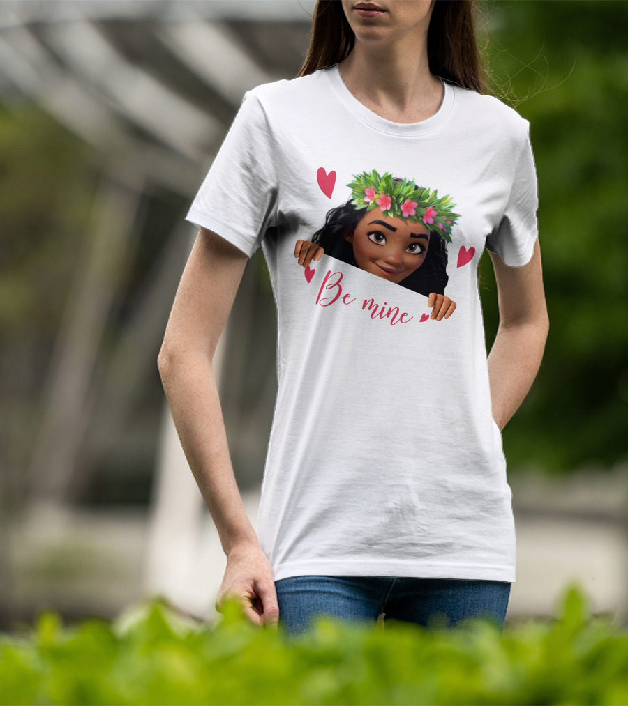 Moana Valentine's Be Mine Hearts Floral Crown T-Shirt