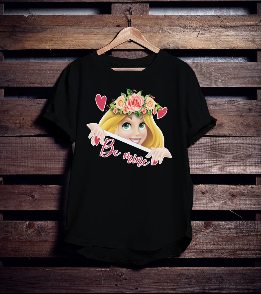 Rapunzel Floral Be Mine Valentines Hearts T-Shirt