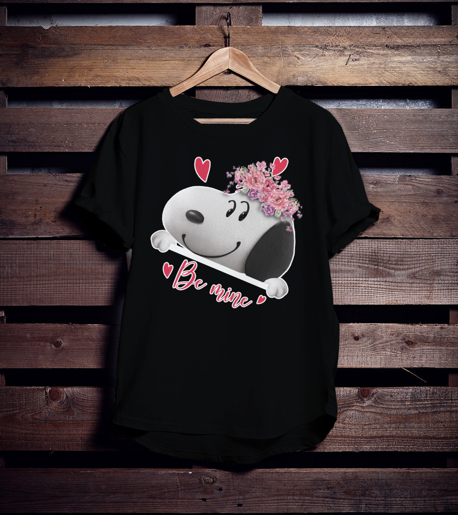 Snoopy Be Mine Hearts And Flowers T-Shirt