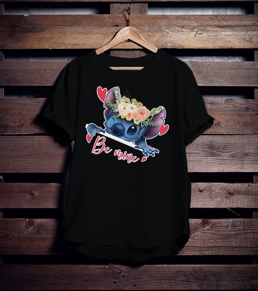 Stitch Be Mine Floral Crown Hearts T-Shirt