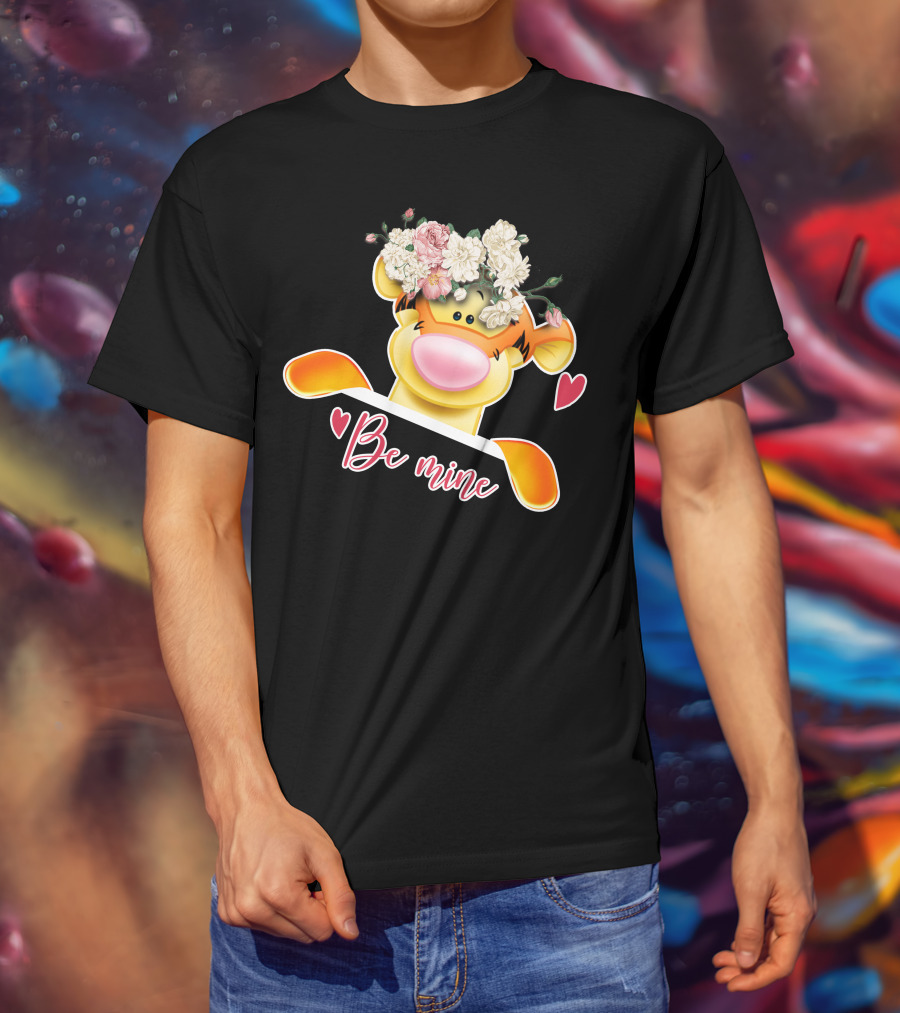 Tigger Be Mine With Flower Crown Valentine's Hearts T-Shirt