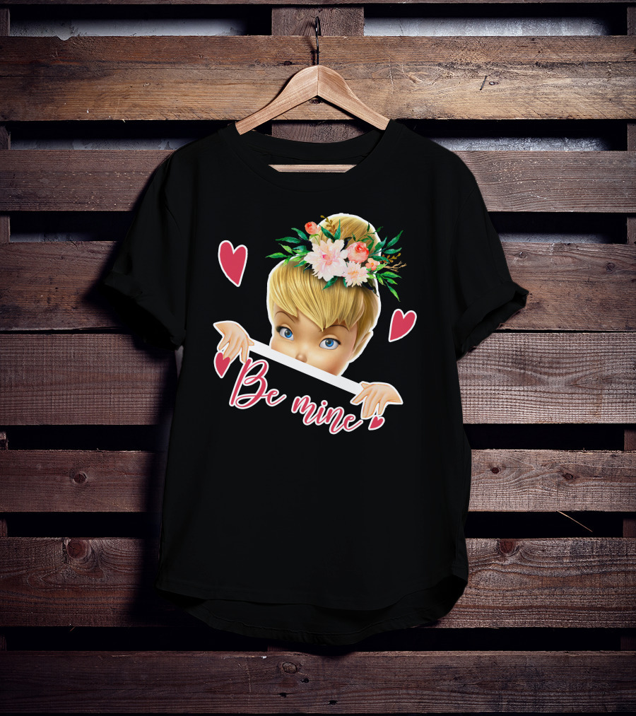 Tinkerbell Be Mine Valentine's Day Hearts Floral Crown T-Shirt
