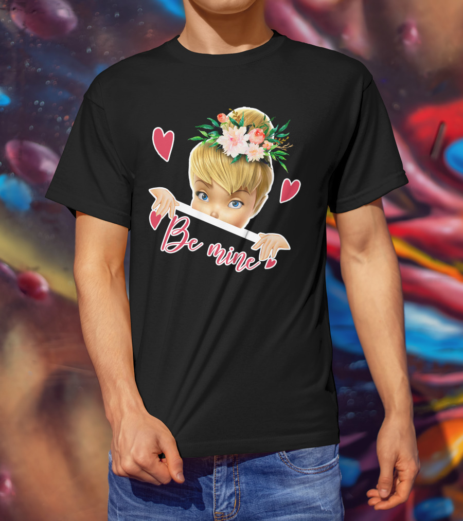 Tinkerbell Be Mine Valentine's Day Hearts Floral Crown T-Shirt