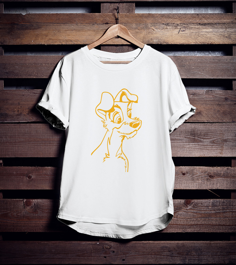 The Tramp Disney Outline Drawing T-Shirt