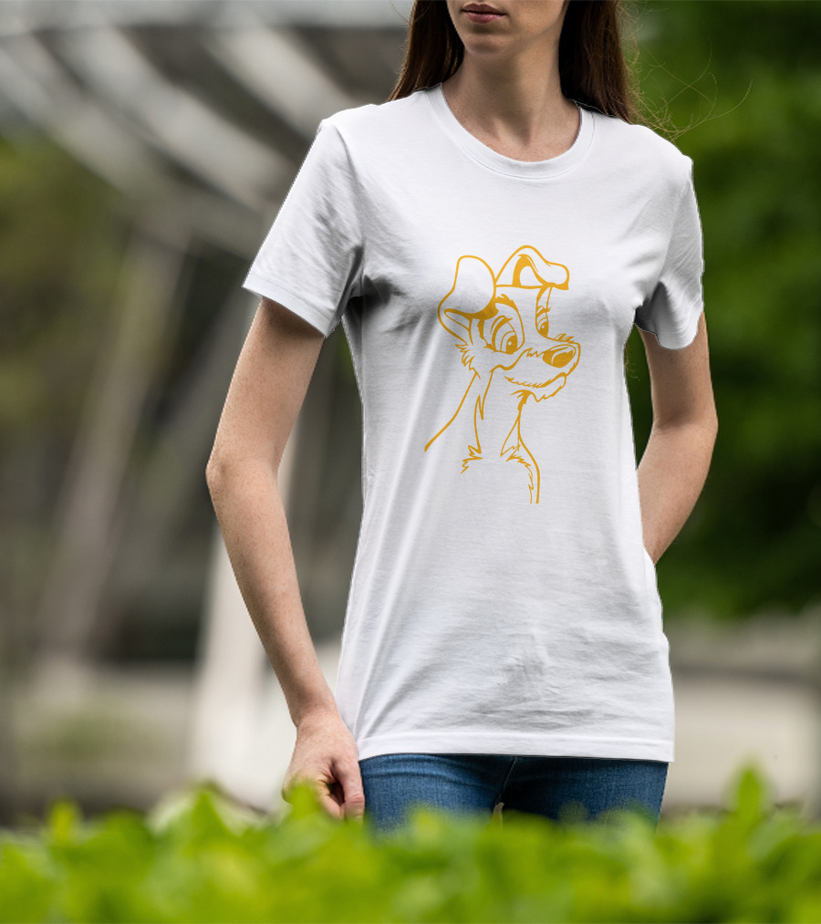 The Tramp Disney Outline Drawing T-Shirt