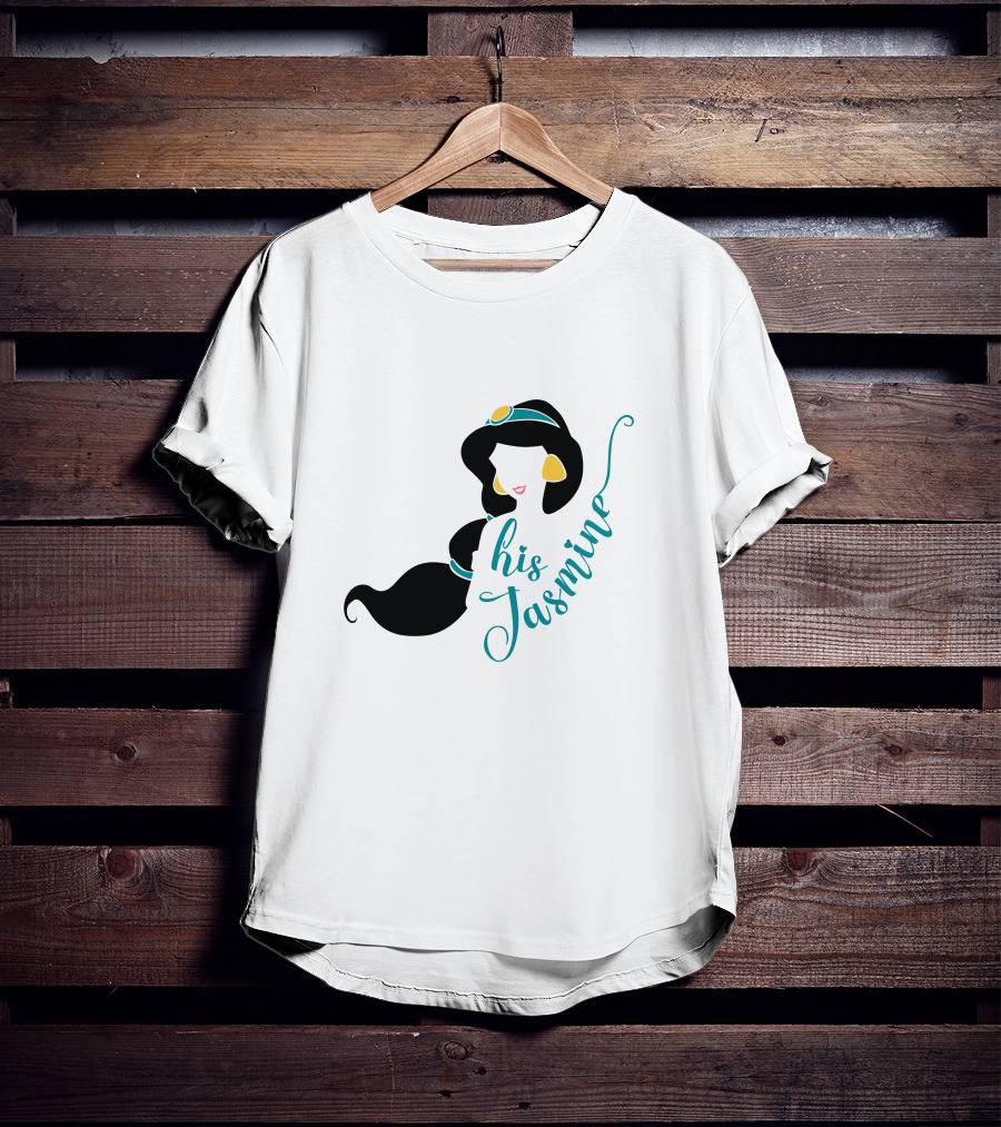 His Jasmine Princess Silhouette With Long Hair And Gold Accessories T-Shirt