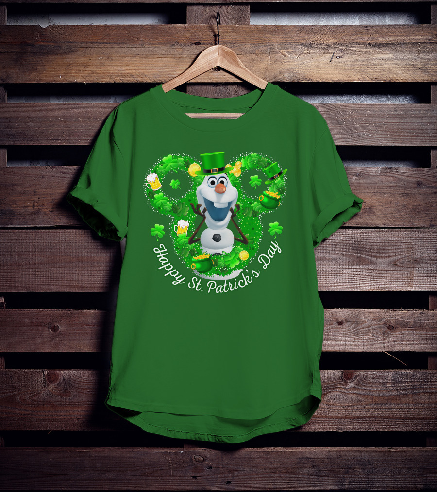 Olaf Happy St. Patrick's Day Shamrocks And Gold T-Shirt