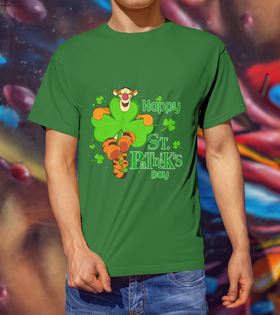 Tigger Happy St. Patrick's Day Shamrock T-Shirt