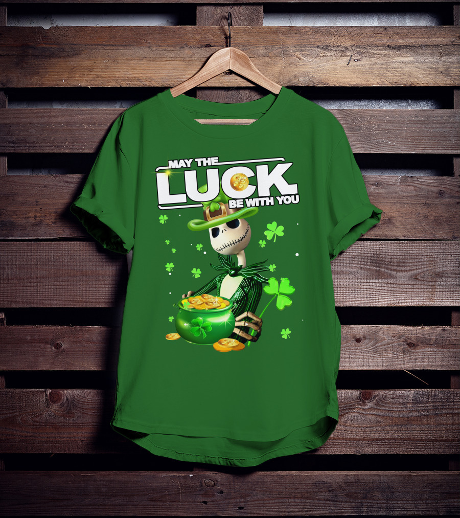 MAY THE LUCK BE WITH YOU St. Patrick's Day Jack Skellington Coin Pot T-Shirt