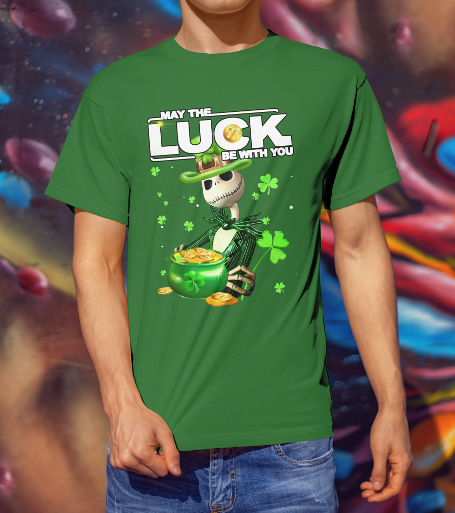 MAY THE LUCK BE WITH YOU St. Patrick's Day Jack Skellington Coin Pot T-Shirt