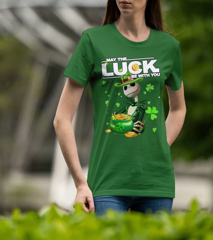 MAY THE LUCK BE WITH YOU St. Patrick's Day Jack Skellington Coin Pot T-Shirt