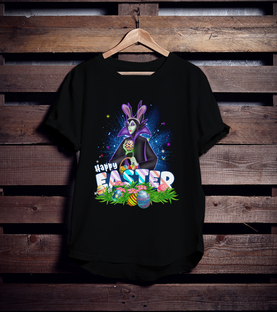 Happy Easter Maleficent With Easter Eggs And Stars T-Shirt