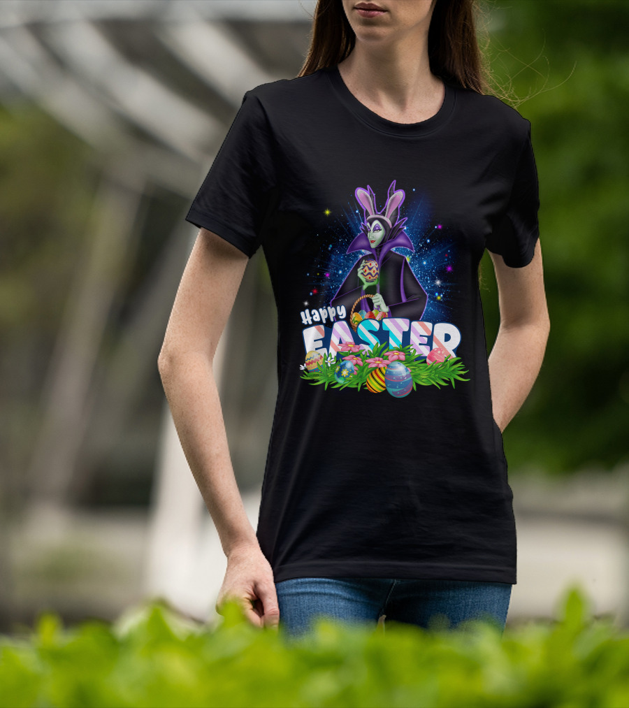 Happy Easter Maleficent With Easter Eggs And Stars T-Shirt