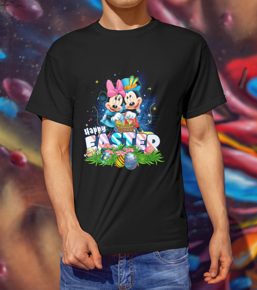 Mk Mn Happy Easter Basket Celebration With Colorful Eggs T-Shirt