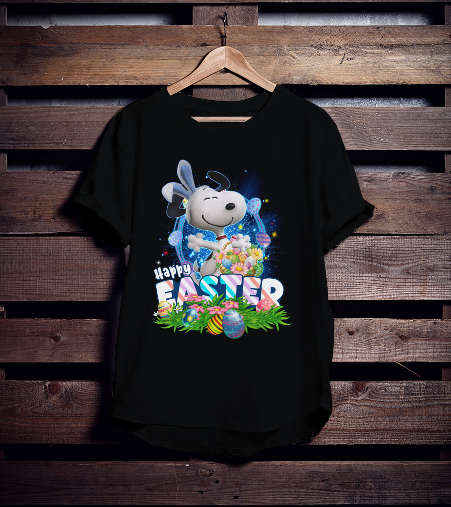 Happy Easter Snoopy With Colorful Eggs And Flowers T-Shirt