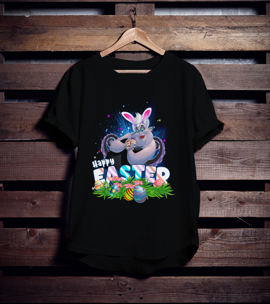 Ursula Happy Easter Bunny Eggs And Flowers T-Shirt