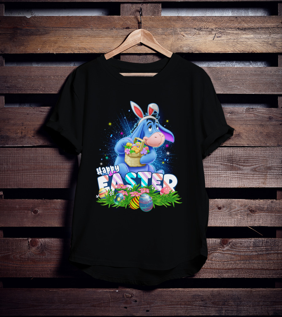 Eeyore Easter Basket With Eggs And Flowers Happy Easter T-Shirt