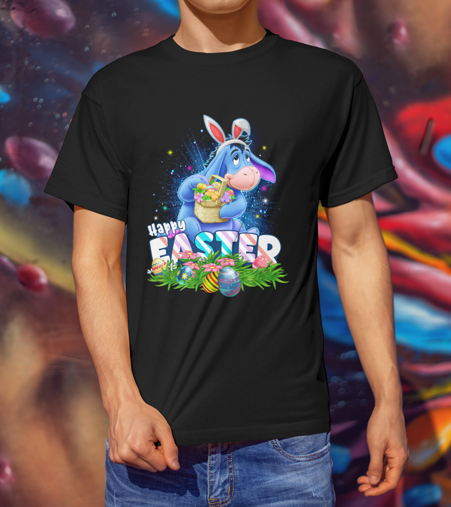 Eeyore Easter Basket With Eggs And Flowers Happy Easter T-Shirt