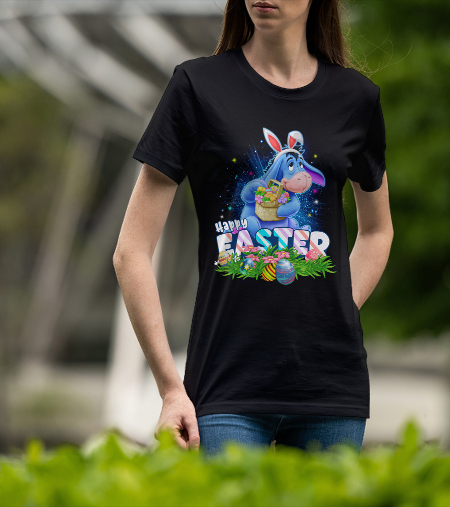 Eeyore Easter Basket With Eggs And Flowers Happy Easter T-Shirt