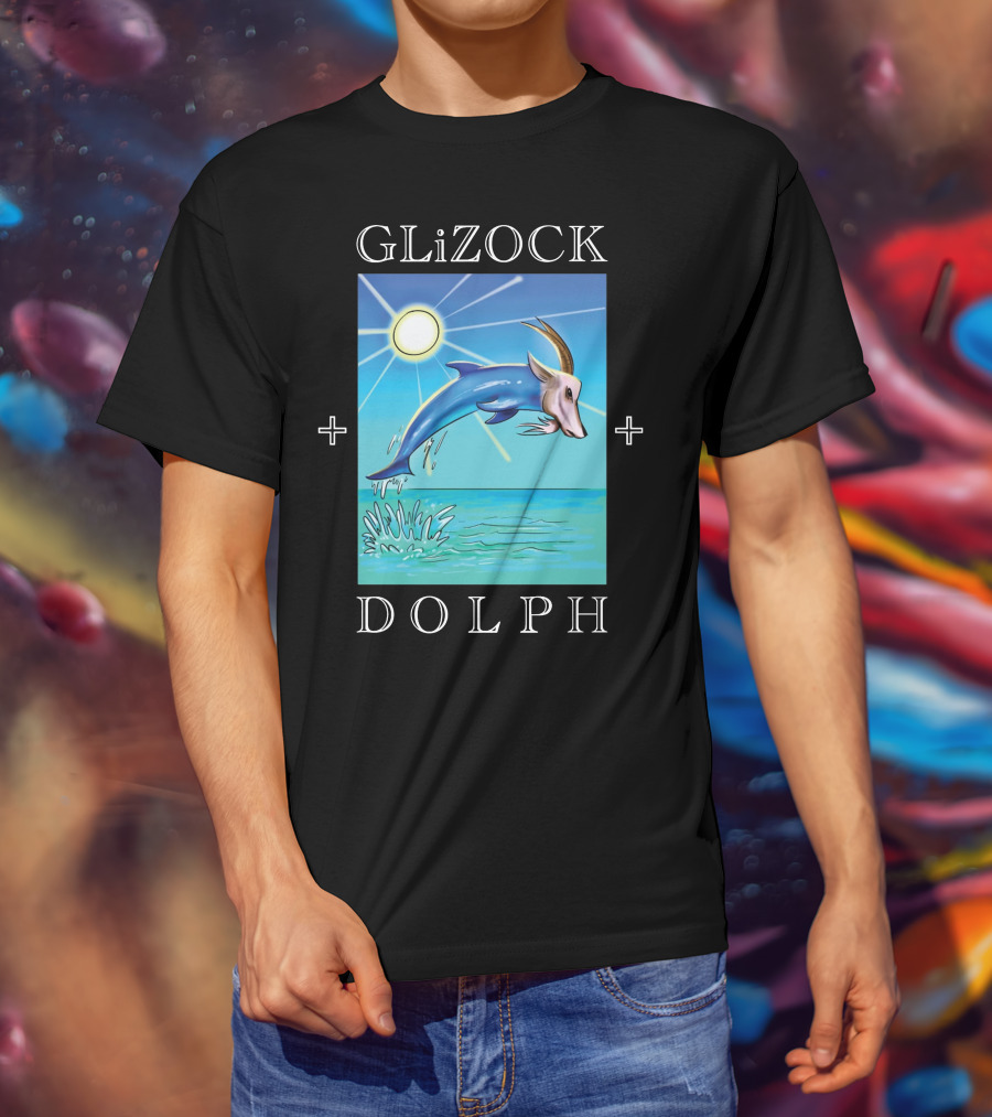 GLiZOCK DOLPH Goat Dolphin Jump Ocean T-Shirt