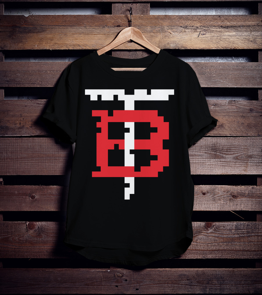 GGEZ BLACK Pixelated Red B With White T T-Shirt