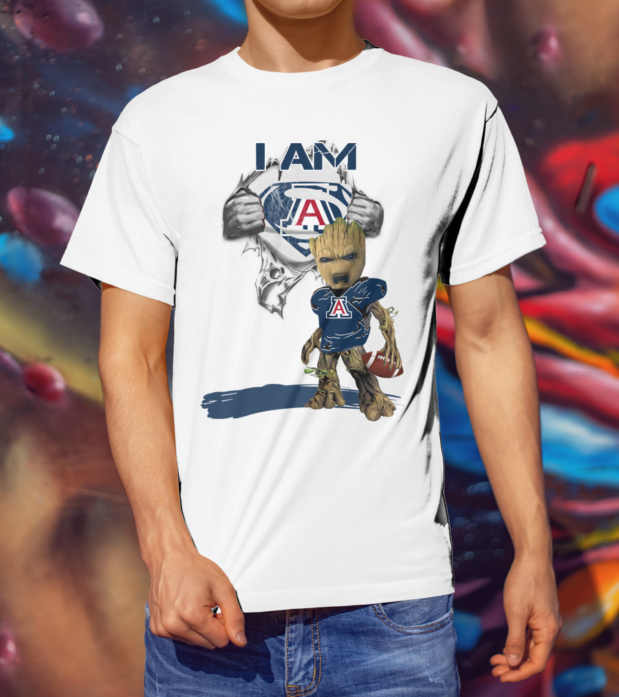 I Am Arizona Baby Groot Superman Football Fan T-Shirt