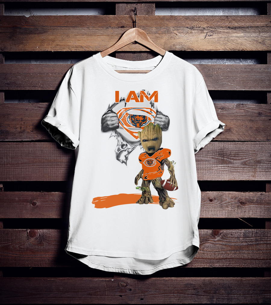 I Am Chicago Bears Baby Groot Football Superman T-Shirt