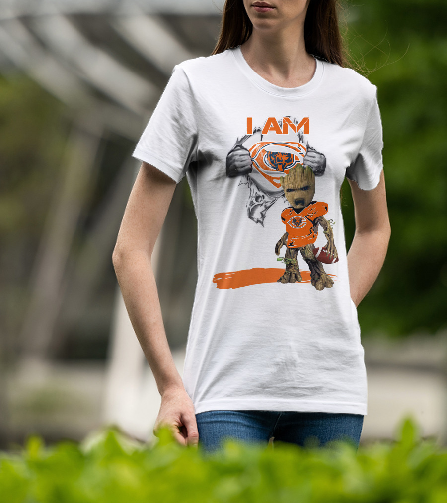 I Am Chicago Bears Baby Groot Football Superman T-Shirt