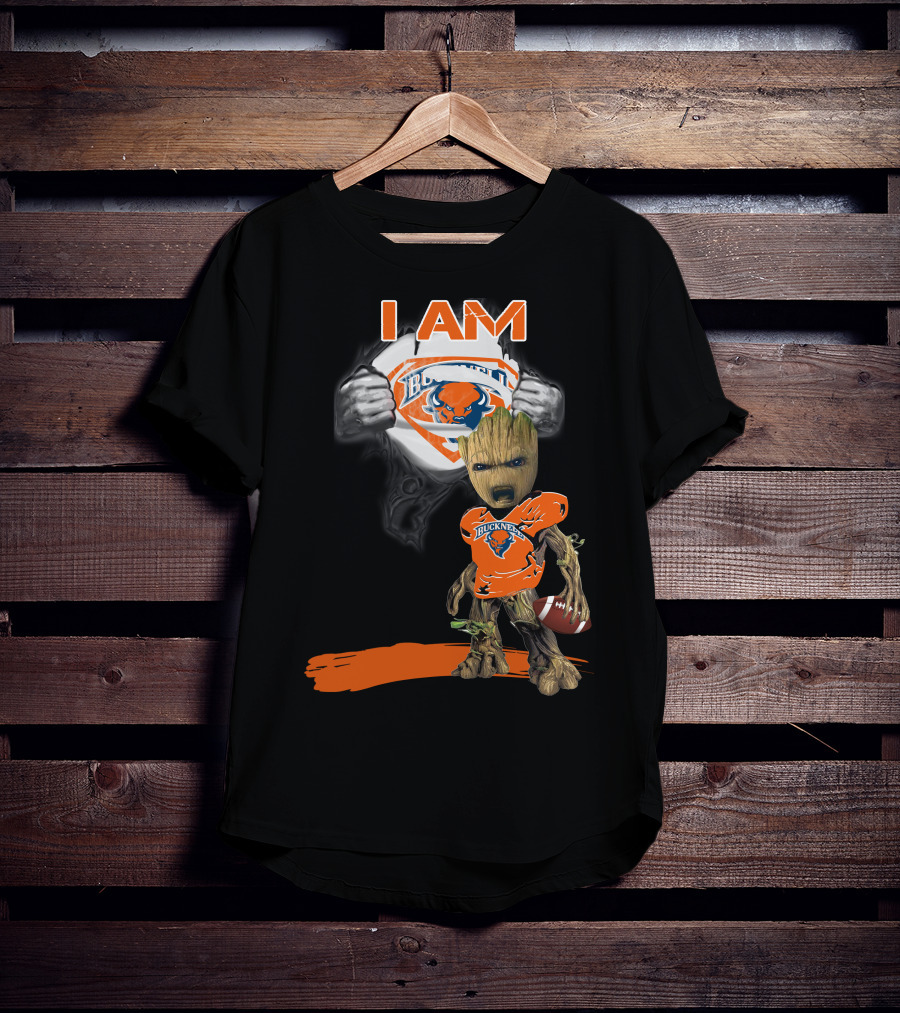 I AM Bucknell Bison Baby Groot Football T-Shirt