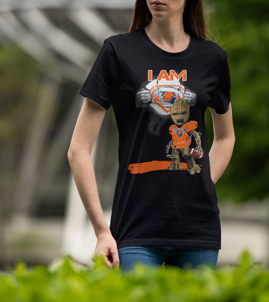 I AM Bucknell Bison Baby Groot Football T-Shirt