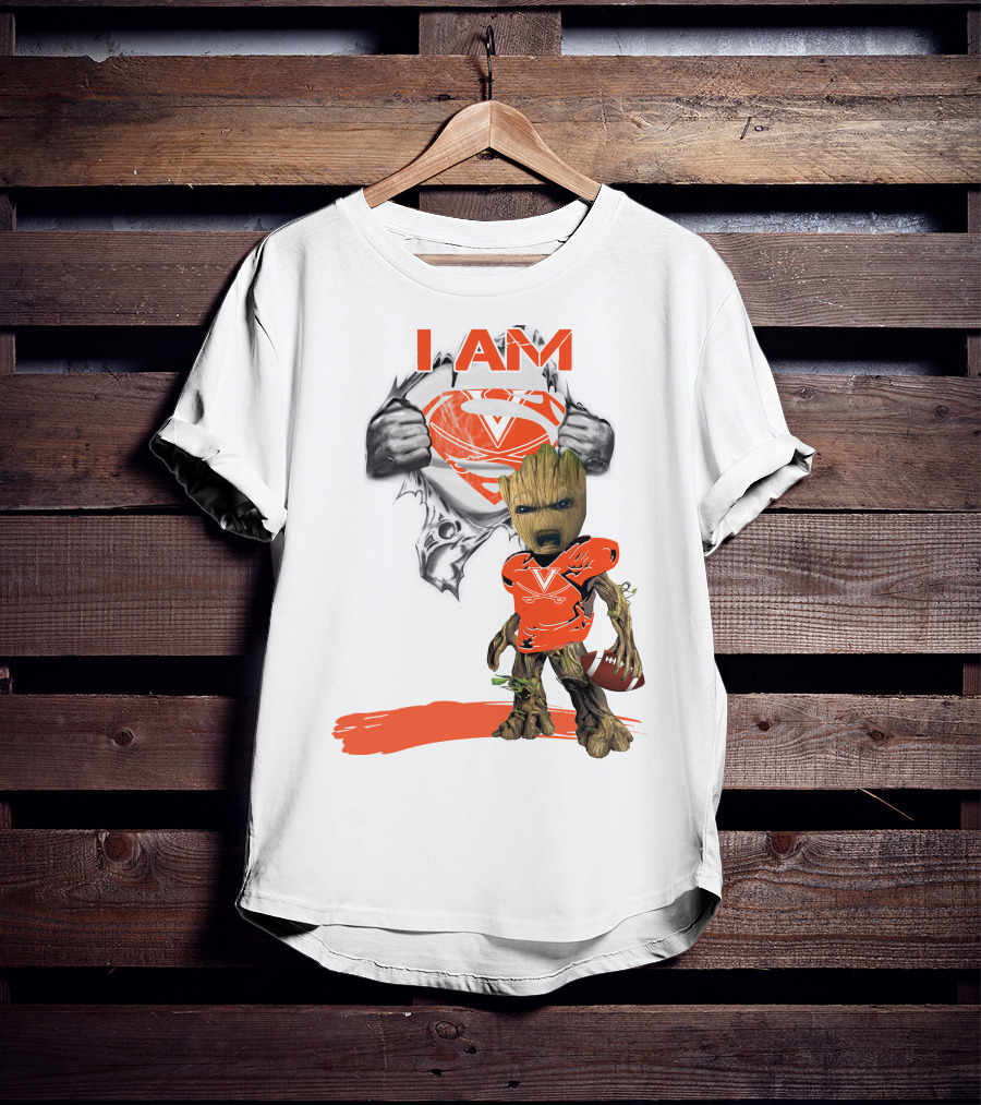 I AM Cavaliers Baby Groot Superman Football T-Shirt